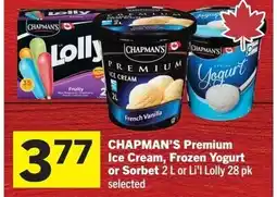 Foodland CHAPMAN'S Premium Ice Cream, Frozen Yogurt or Sorbet offer