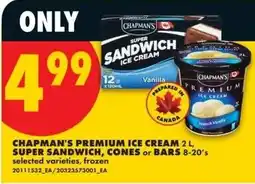 No Frills Chapman's premium ice cream, super sandwich, cones or bars offer