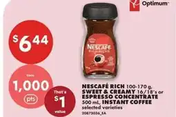 No Frills Nescafé rich, sweet & creamy or espresso concentra, instant coffee offer