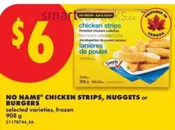 No Frills Chicken strips, nuggets or burgers offer