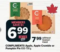 Foodland COMPLIMENTS Apple, Apple Crumble or Pumpkin Pie offer