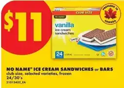 No Frills Ice cream sandwiches or bars offer