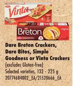 No Frills Dare breton crackers, dare bites, simple goodness or vinta crackers offer
