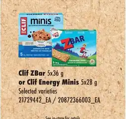 No Frills Clif zbar or clif energy minis offer
