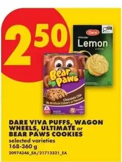 No Frills Dare viva puffs, wagon wheels, ultimate or bear paws cookies offer
