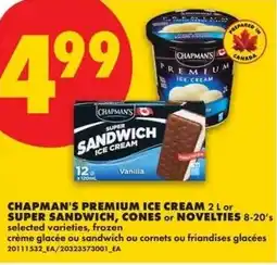 No Frills Chapman's premium ice cream or super sandwich, cones or novelties offer