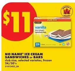 No Frills Ice cream sandwiches or bars offer