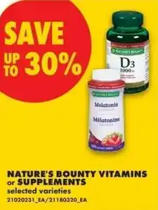 No Frills Nature's bounty vitamins or supplements offer