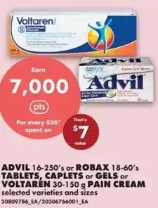 No Frills Advil or robax tablets, caplets or gels or voltaren pain cream offer