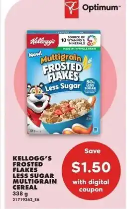 No Frills Kellogg's frosted flakes less sugar multigrain cereal offer