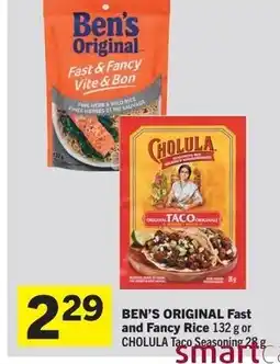 Foodland BEN'S ORIGINAL Fast and Fancy Rice or CHOLULA Taco Seasoning offer