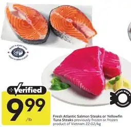 Sobeys Fresh Atlantic Salmon Steaks or Yellowfin Tuna Steaks offer