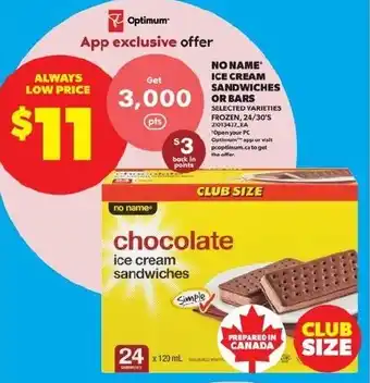 Real Canadian Superstore No Name Ice Cream Sandwiches or Bars offer