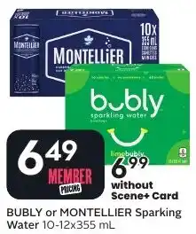 Sobeys BUBLY or MONTELLIER Sparking Water offer