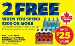 Real Canadian Superstore Coca-Cola Soft Drinks, or Dasani Demineralized Water offer