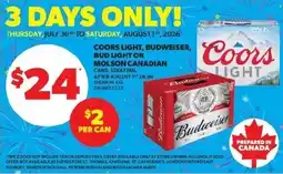 Real Canadian Superstore Coors Light, Budweiser, Bud Light, or Molson Canadian offer