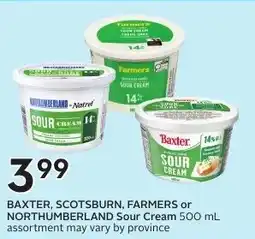 Sobeys BAXTER, SCOTSBURN, FARMERS or NORTHUMBERLAND Sour Cream offer