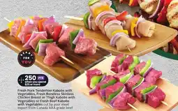 Sobeys Fresh Pork Tenderloin Kabobs with Vegetables, Fresh Boneless Skinless Chicken Breast or Thigh Kabobs with Vegetables offer
