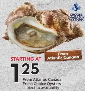 Sobeys From Atlantic Canada Fresh Choice Oysters offer