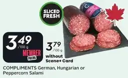 Sobeys COMPLIMENTS German, Hungarian or Peppercorn Salami offer