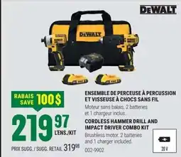 BMR DEWALT Ensemble de perceuse à percussion et visseuse à chocs sans fil offer