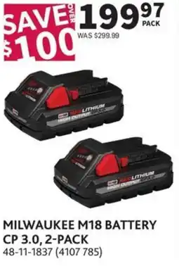 Co-op Milwaukee m18 battery cp 3.0, 2-pack offer