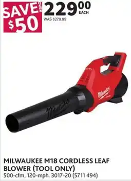 Co-op Milwaukee M18 cordless leaf blower (tool only) offer