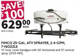 Co-op Fimco 25-gal. atv sprayer, 2.4-GPM, 7-nozzle offer