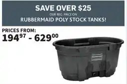 Co-op Rubbermaid poly stock tanks offer