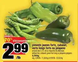 Super C piments jaunes forts, cubanel, verts longs forts ou jalapeno offer