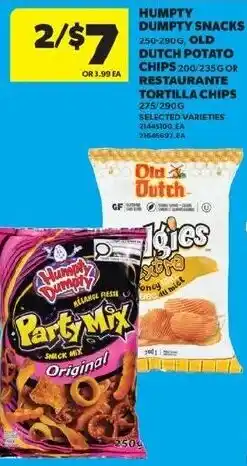 Real Canadian Superstore Humpty dumpty snacks, old dutch potato chips or restaurante tortilla chips offer