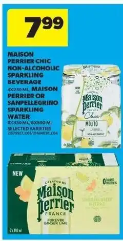 Real Canadian Superstore Perrier chic non-alcoholic sparkling beverage, maison perrier or sanpellegrino sparkling water offer