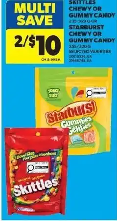 Real Canadian Superstore Skittles chewy or gummy candy or starburst chewy or gummy candy offer