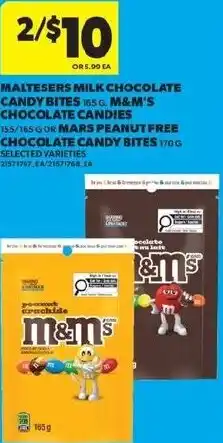 Real Canadian Superstore Maltesers milk chocolate candy bites m&m's chocolate candies or mars peanut free chocolate candy bites offer