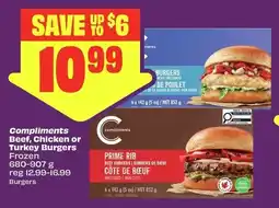 FreshCo Compliments Beef, Chicken or Turkey Burgers offer