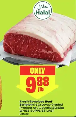 FreshCo Fresh Boneless Beef Striploin offer