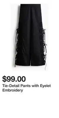 H&M Tie-Detail Pants with Eyelet Embroidery offer