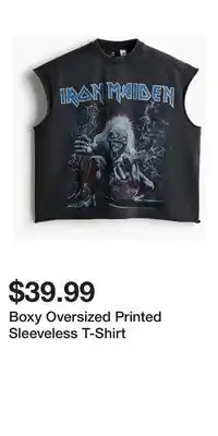 H&M Boxy Oversized Printed Sleeveless T-Shirt offer