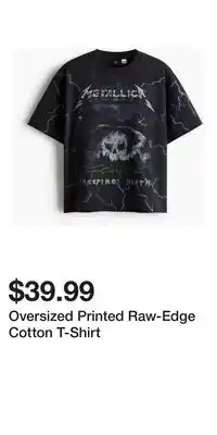 H&M Oversized Printed Raw-Edge Cotton T-Shirt offer