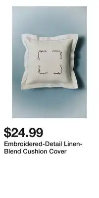 H&M Embroidered-Detail Linen-Blend Cushion Cover offer