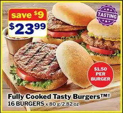 M & M Food Market Fully Cooked Tasty Burgers † offer
