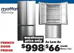 Surplus Furniture moffat MOFFFR18 FRENCH DOOR FRIDGE offer