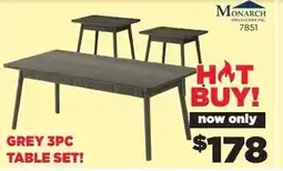 Surplus Furniture MONARCH GREY 3PC TABLE SET! offer