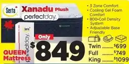 Surplus Furniture Serta Xanadu Plush perfectday. QUEEN Mattress offer