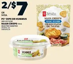 Independent Grocer PC® Dips or Hummus, Naan Crisps offer