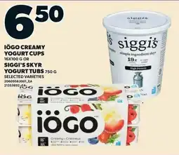 Independent Grocer IÖGO Creamy Yogurt Cups, or Siggi's Skyr Yogurt Tubs offer