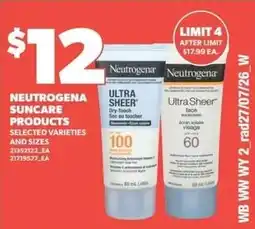 Independent Grocer Neutrogena Suncare Products offer