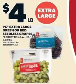 Independent Grocer PC Extra Large Green or Red Seedless Grapes offer