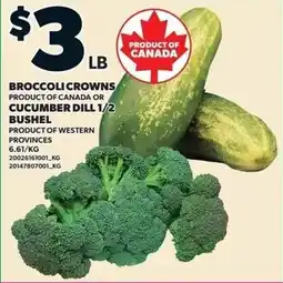 Independent Grocer Broccoli Crowns, or Cucumber Dill, 1/2 Bushel offer