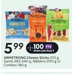 Sobeys ARMSTRONG Cheese Sticks Swirls Nibblers or Combos offer